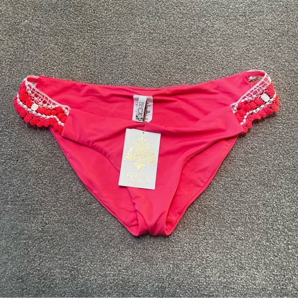 Becca by Rebecca Virtue NWT Neon Pink Bikini Bottom Size Large. - Picture 1 of 6
